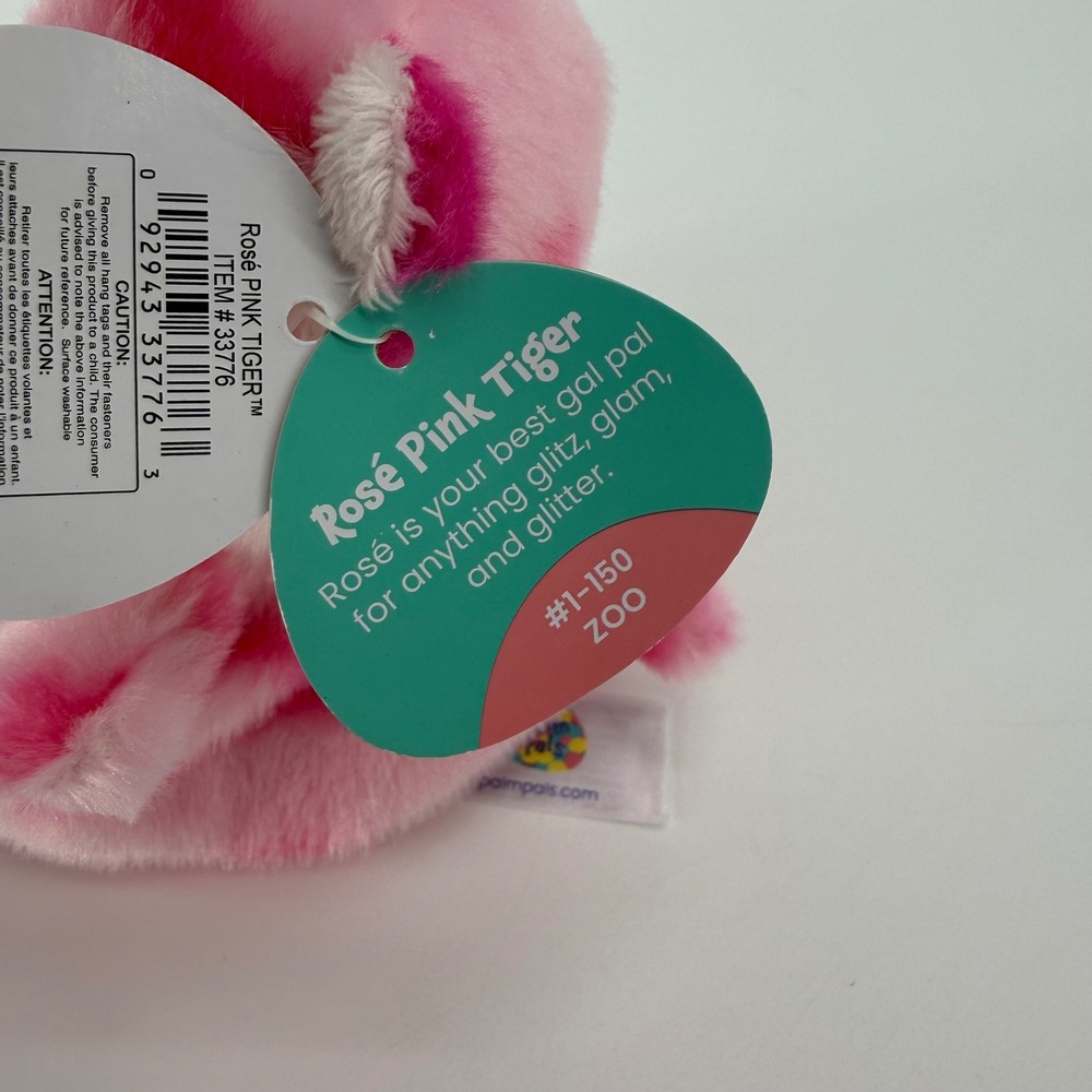Aurora Palm Pals Rose Pink Tiger Striped Plush Stuffed Animal Toy 33776 NEW - Picture 6 of 6